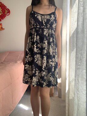 Navy Floral Midi Dress